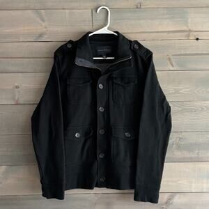 BANANA REPUBLIC | Men's Black Wool Military Sweater Jacket Size Medium